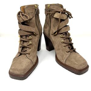 RALPH LAUREN Purple Label suede lace up booties, made in Italy, size 37.5